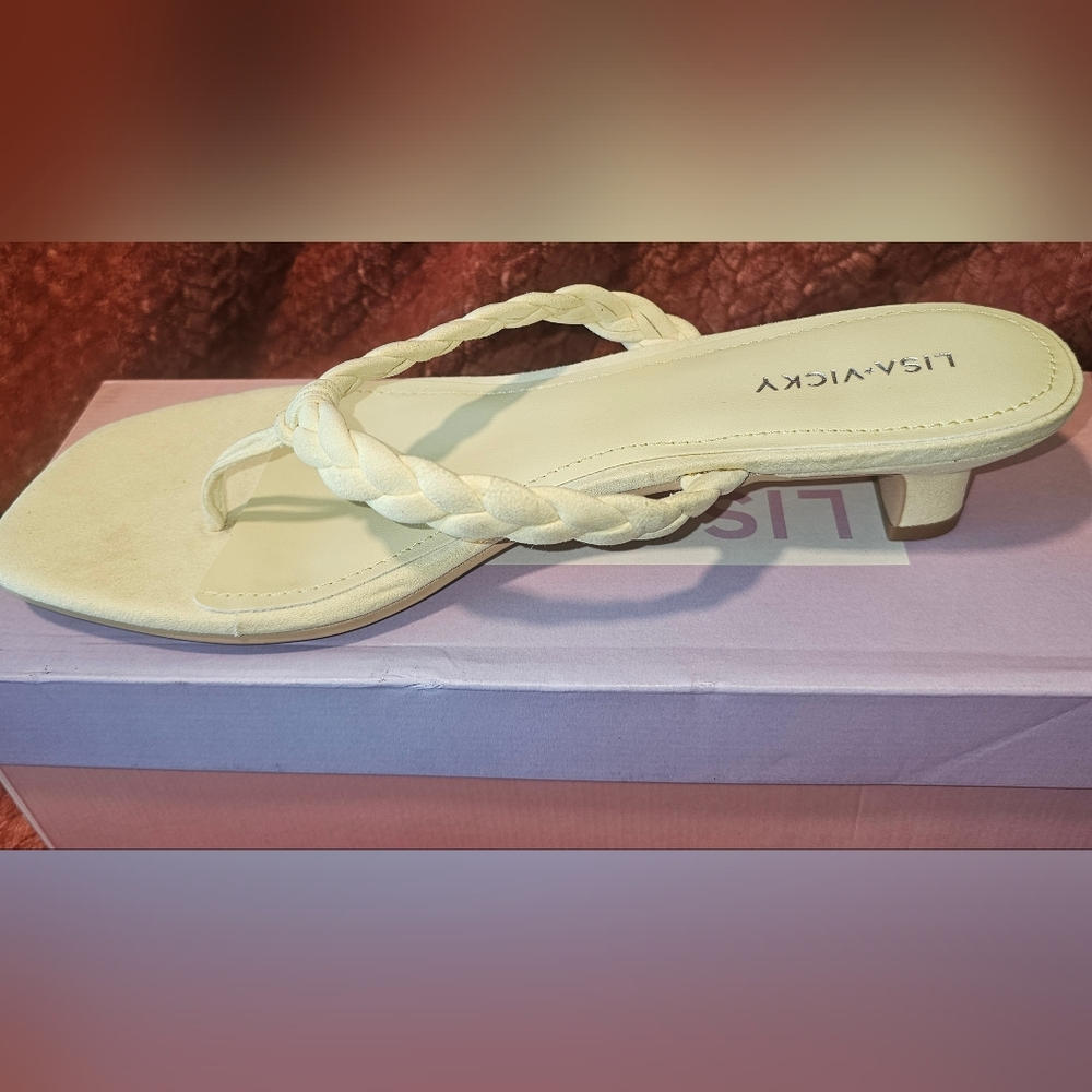 LISA VICKY BEAUTY Pale Yellow Sandals with Braided Design
